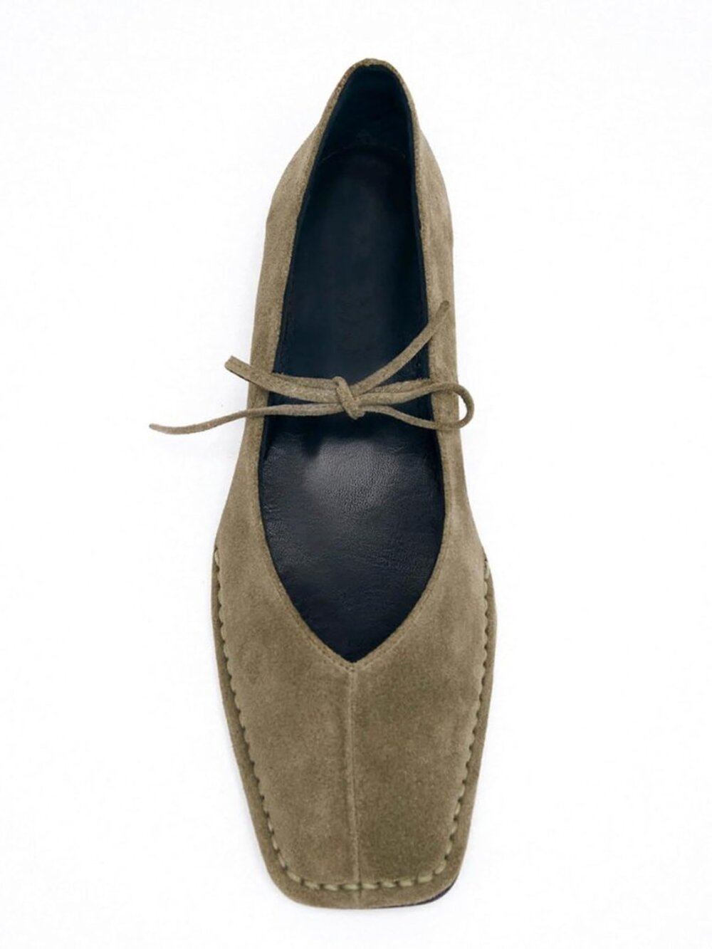 Lace Up Ballet Flats for Women Bow Square Toe Mary Jane Flats Slip On Leather